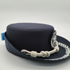 Chap&eacute;u cerimonial personalizado da pol&iacute;cia, chap&eacute;u formal de desfile com emblema bordado e cord&atilde;o tran&ccedil;ado