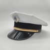 Chap&eacute;u uniforme de seguran&ccedil;a de concierge de propriedade de alta qualidade, malha branca, bon&eacute; de pico respir&aacute;vel com faixa dourada