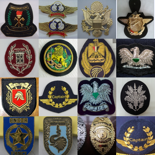 Emblemas de chap&eacute;u personalizados, ins&iacute;gnias de bon&eacute;, emblemas de chap&eacute;us bordados, emblemas de metal para militares, seguran&ccedil;a, chap&eacute;us uniformes
